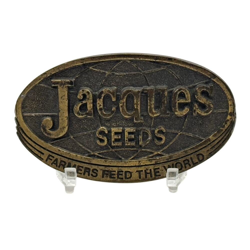 Jacques Seed Farmers Feed the World Agricultural Advertising Belt Buckle